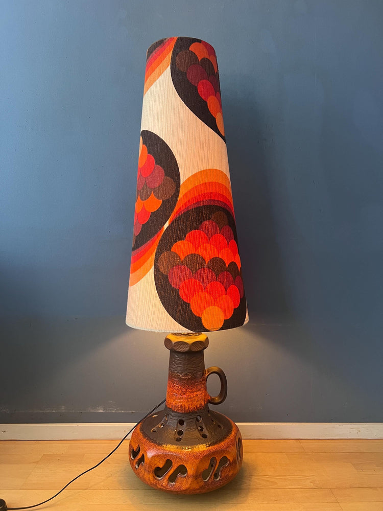 Vintage Orange Ceramic West Germany MCM Floor Lamp