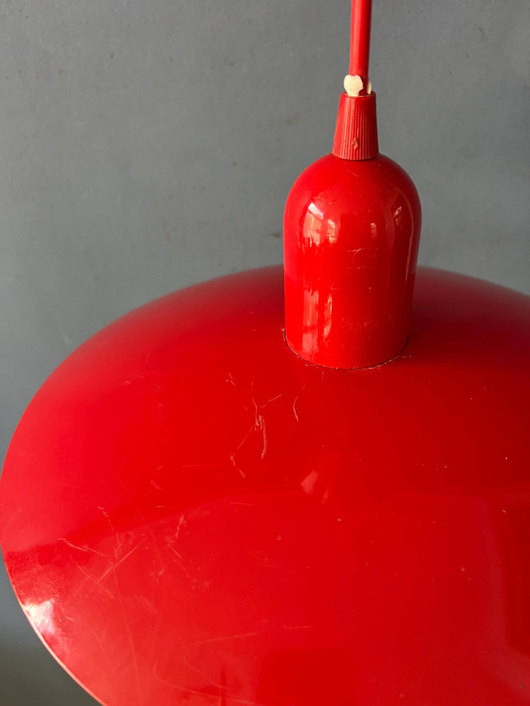 Small Vintage Red Metal Space Age Pendant Lamp