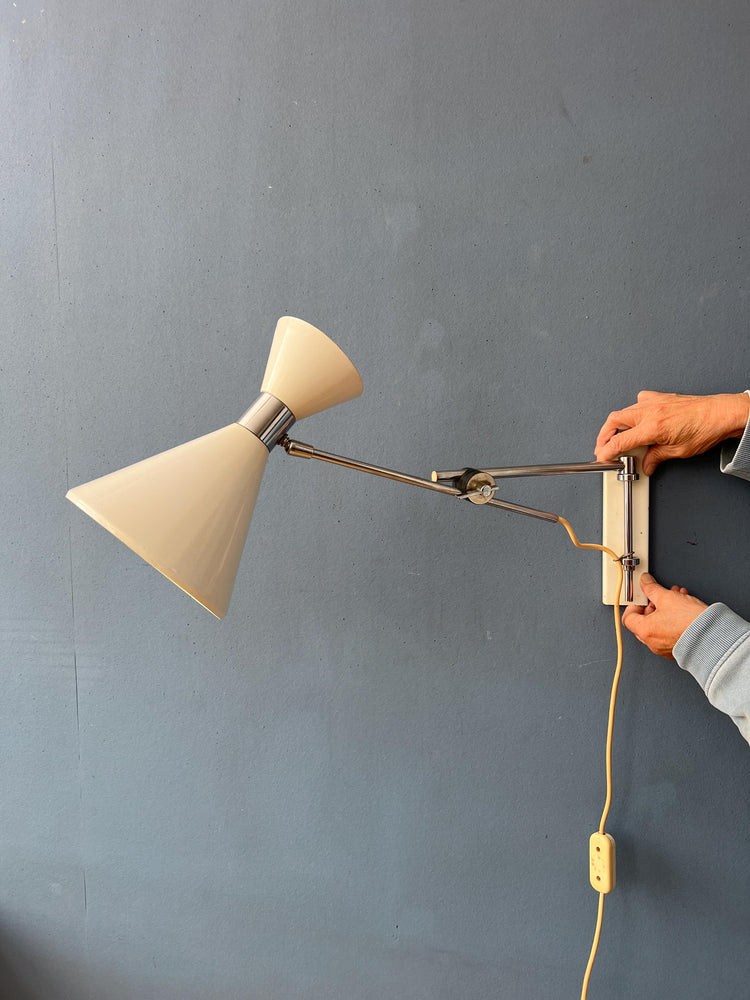 Beige Herda Diabolo Mid Century Swing Arm Wall Lamp
