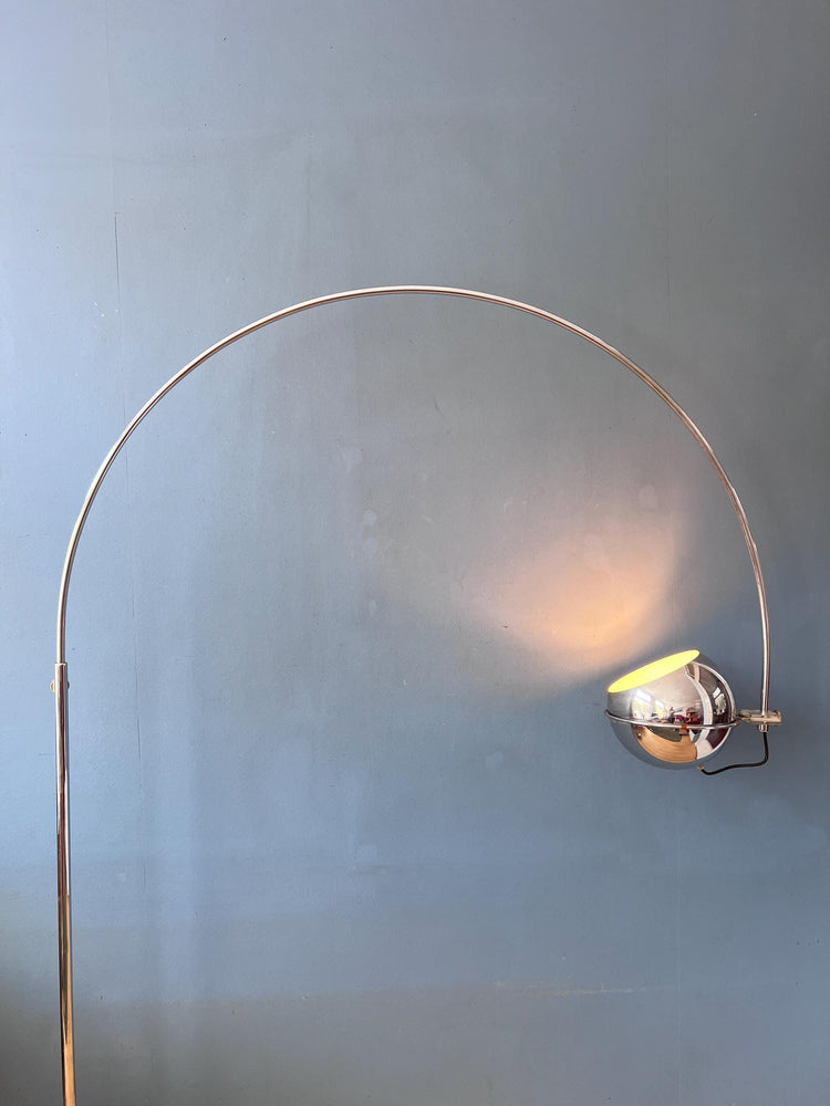 Vintage GEPO Chrome Space Age Arc Floor Lamp with Adjustable Eyeball Shade