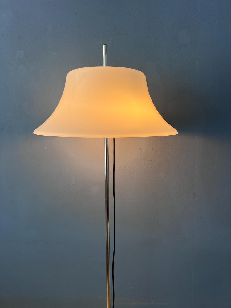 Vintage Space Age Floor Lamp with White Plexiglass UFO Shade