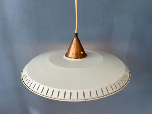 Vintage Louis Kalff Enamel Opaline Glass Pendant Lamp