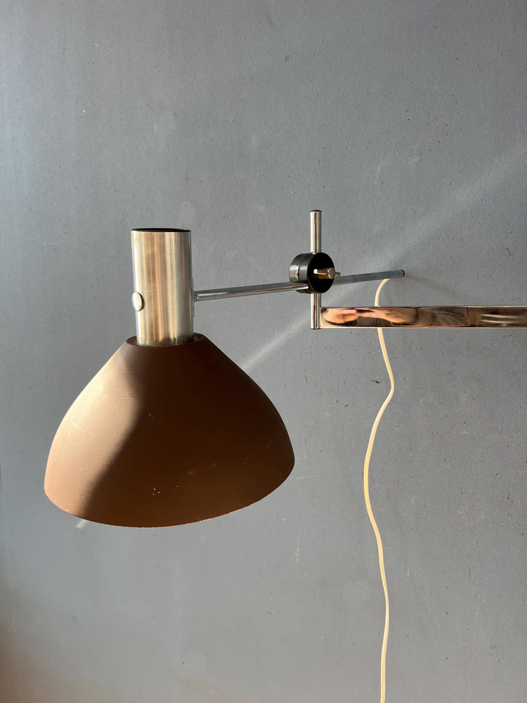Dijkstra Swivel Arm Mid Century Wall Lamp with Brown Shade