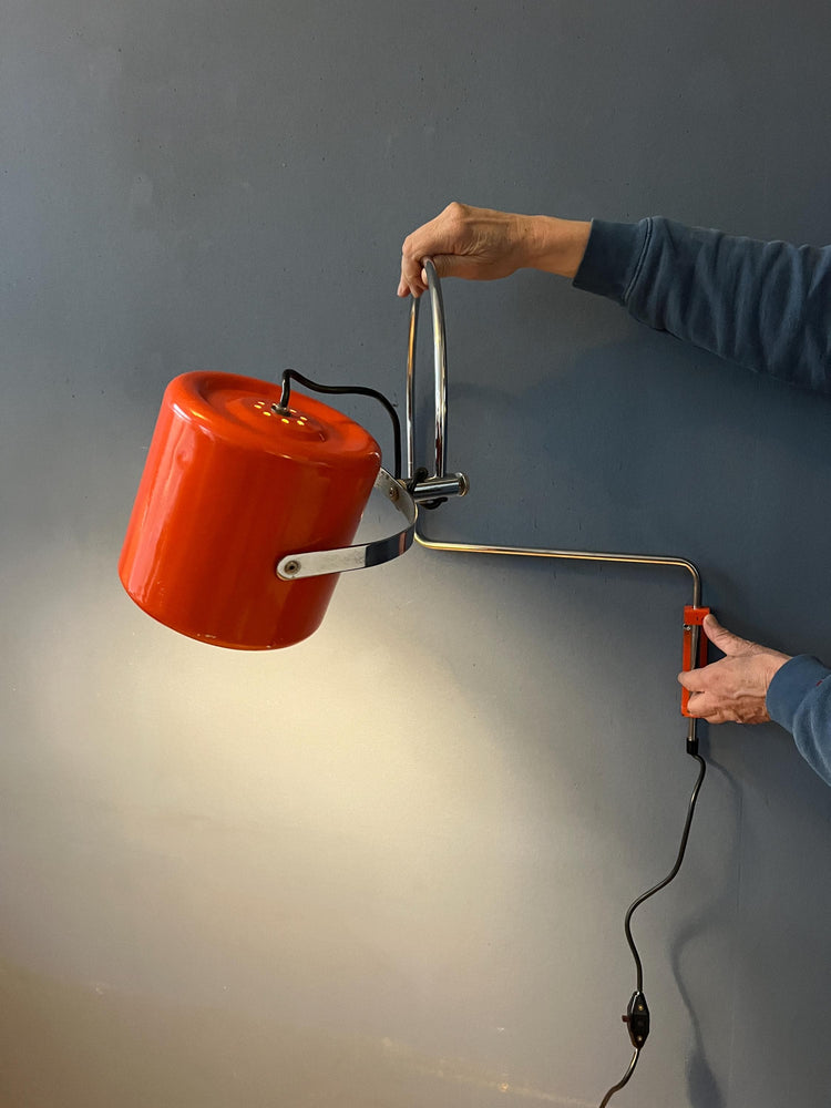 Red Mid Century Anvia Swivel Arc Wall Lamp