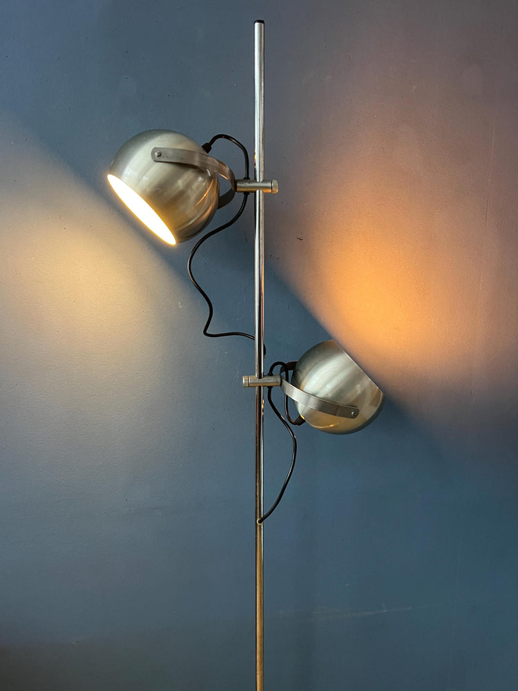 Silver Mid Century Vintage Herda Eyeball Floor Lamp