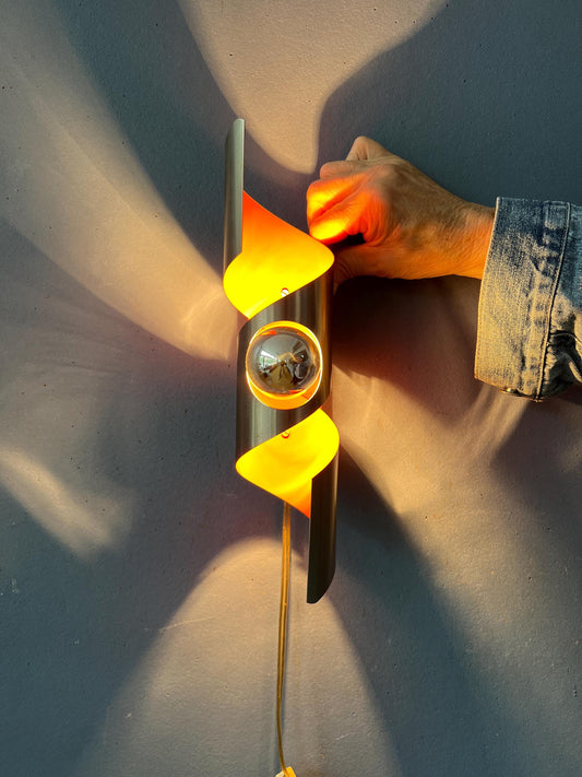 Vintage 'Twisted' Polam Space Age Wokkel Wall Lamp