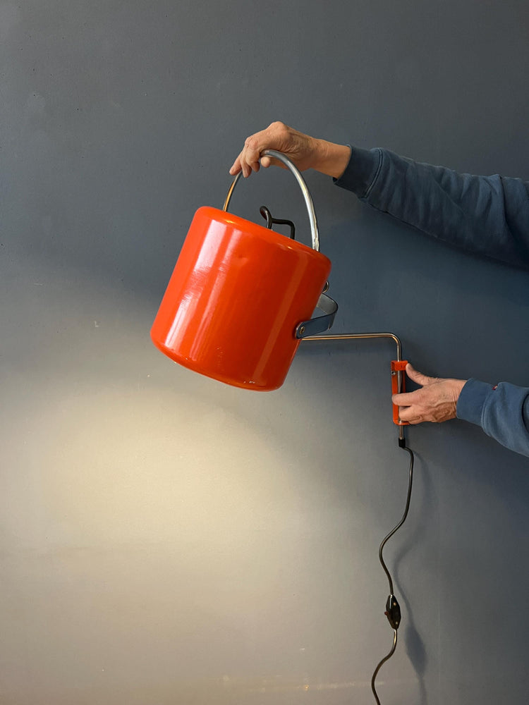 Red Mid Century Anvia Swivel Arc Wall Lamp