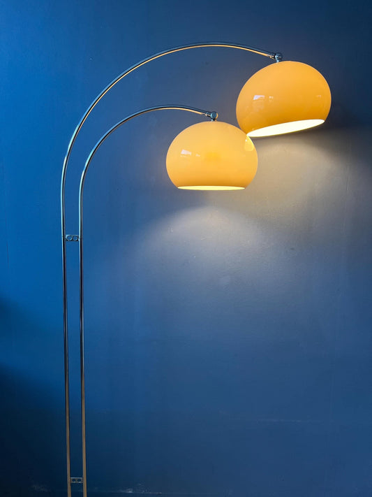 Chrome Space Age Dijkstra Double Arc Mushroom Floor Lamp