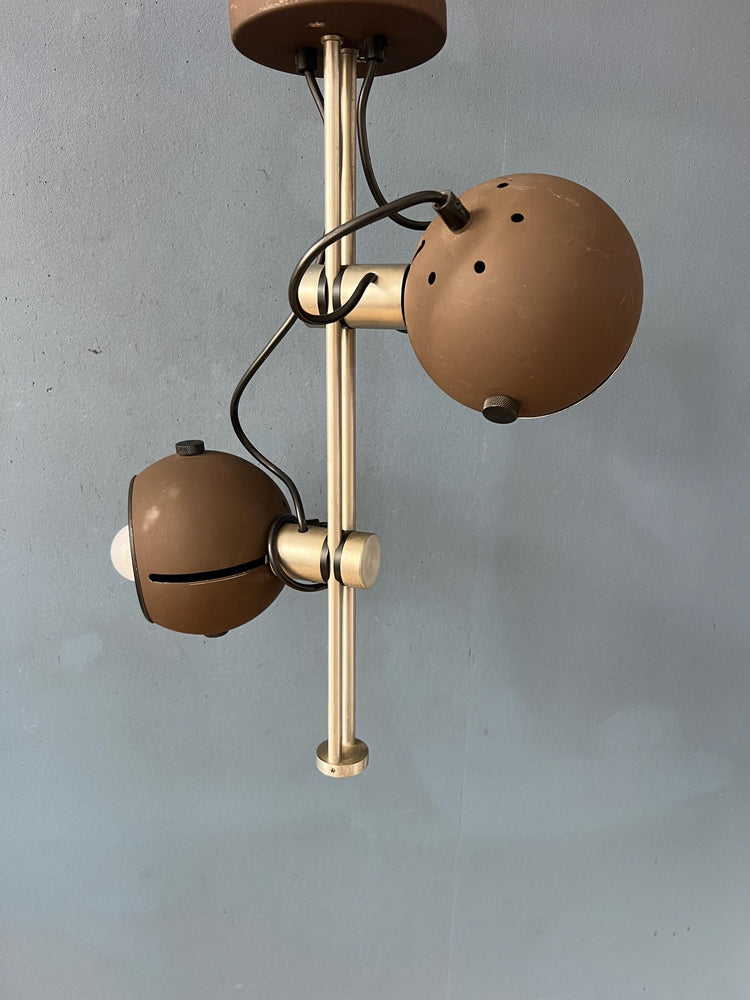 Brown Ceiling Light - Space Age Light Fixture - Vintage Eyeball Lamp