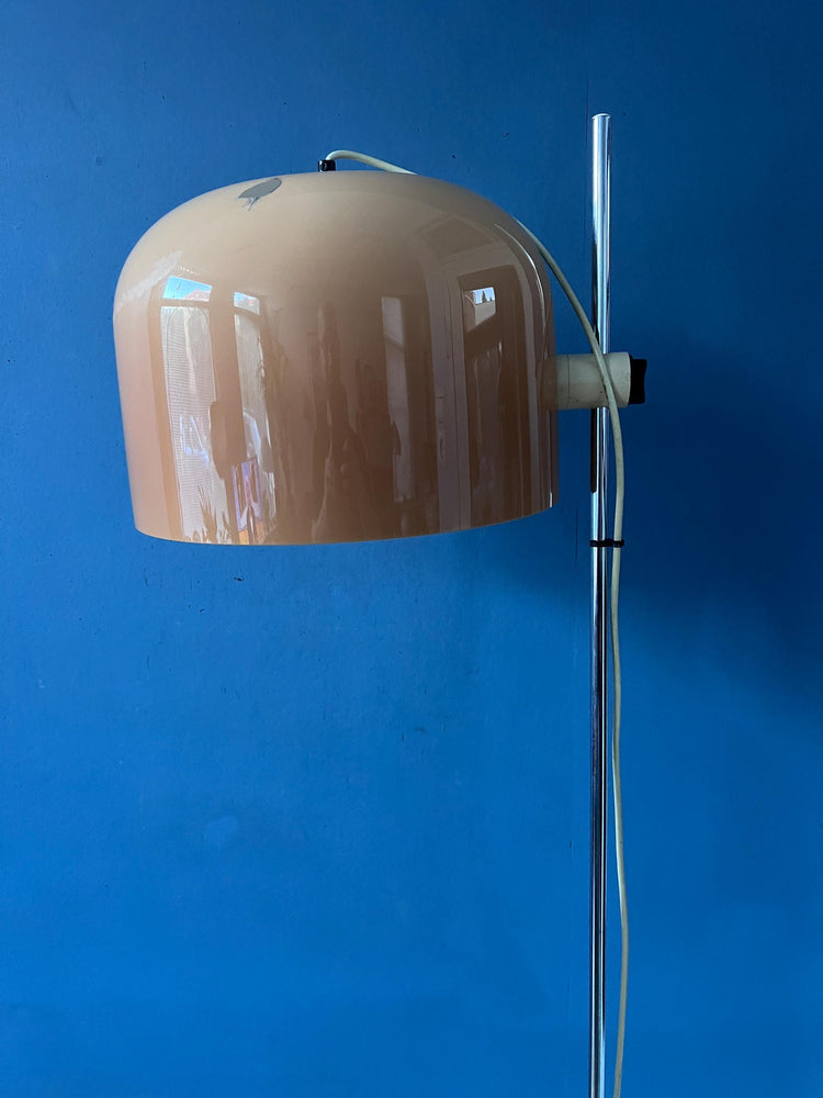 Guzzini Forma Space Age Floor Lamp Chrome Base Orange Shade