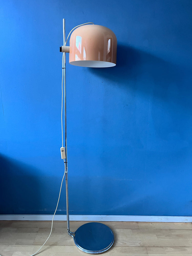 Guzzini Forma Space Age Floor Lamp Chrome Base Orange Shade