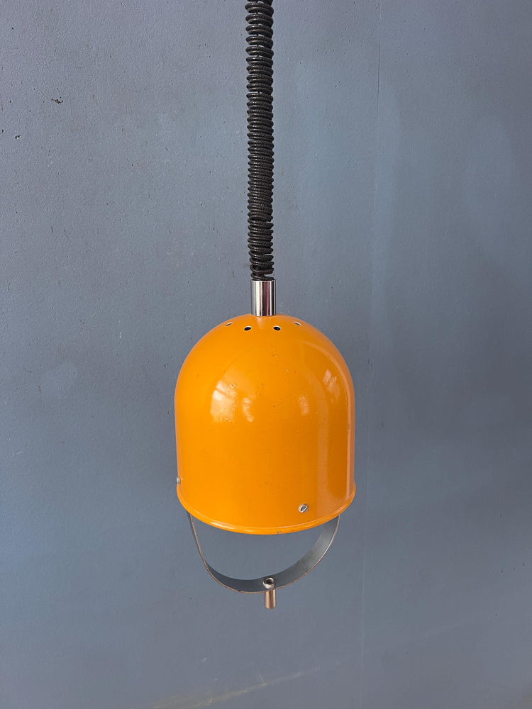 Vintage Yellow Space Age Pendant Lamp, Mid Century Modern Hanging Light
