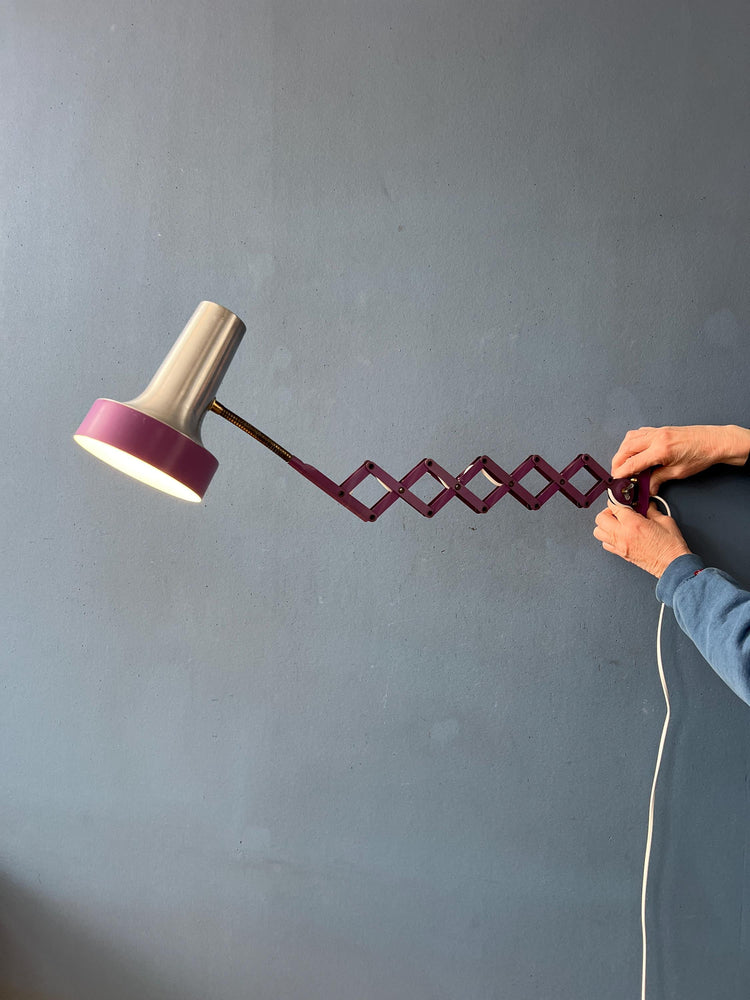 Vintage Space Age Purple Scissor Wall Lamp