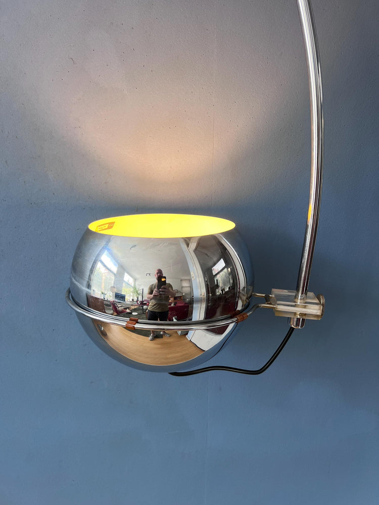 Vintage GEPO Chrome Space Age Arc Floor Lamp with Adjustable Eyeball Shade