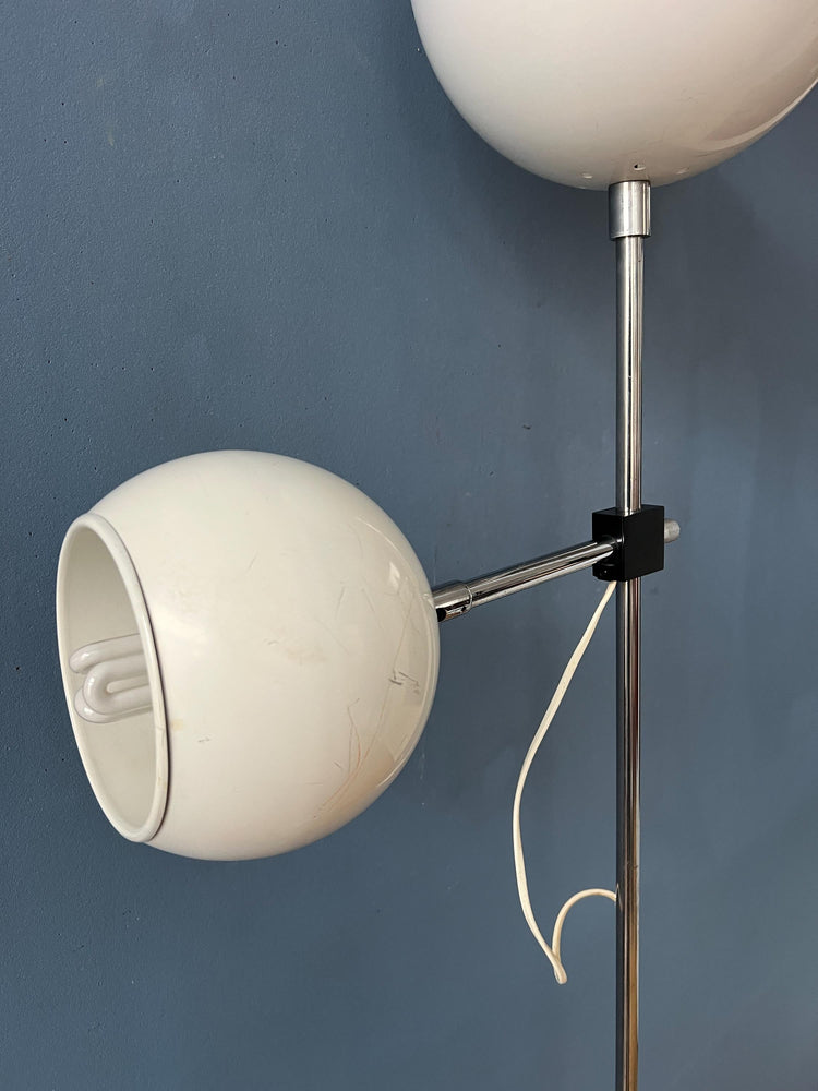 White Mid Century Space Age Eyeball Floor Lamp