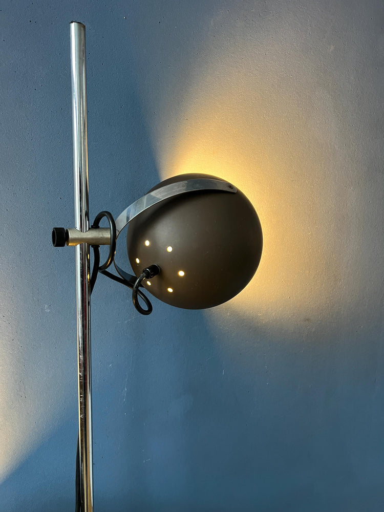 Vintage 70s Mat Brown Eyeball Floor Lamp