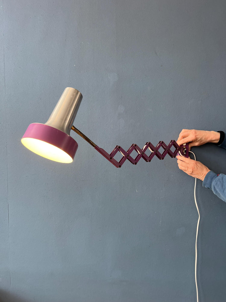Vintage Space Age Purple Scissor Wall Lamp