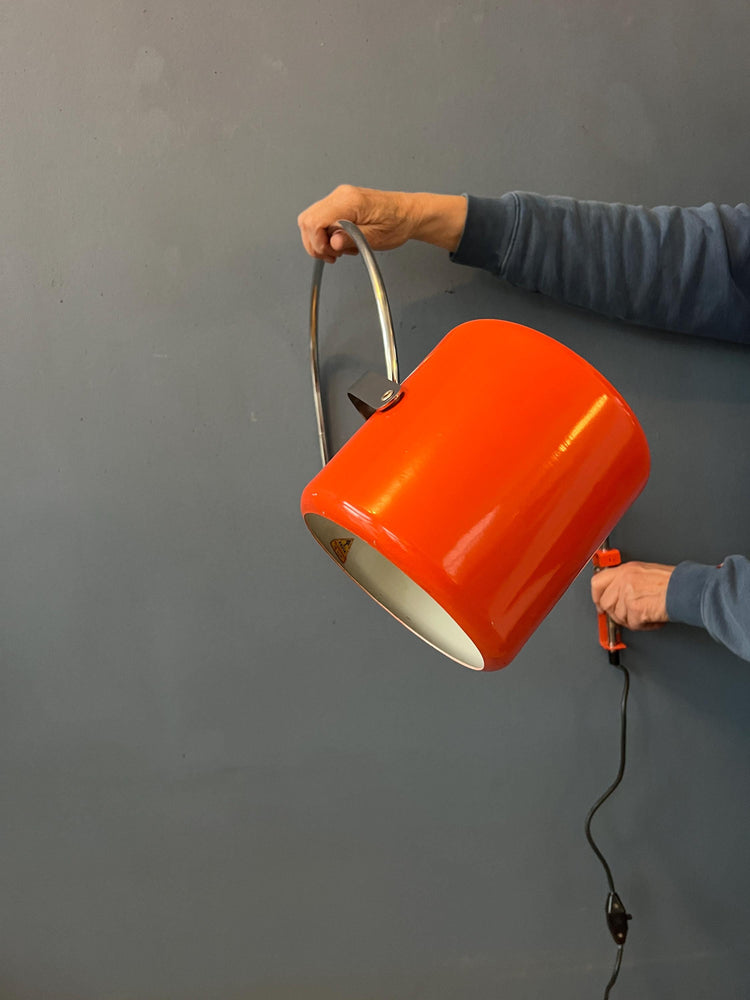 Red Mid Century Anvia Swivel Arc Wall Lamp