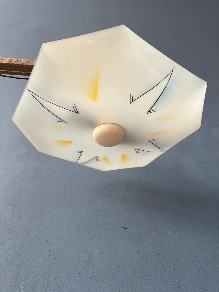 Vintage Mid Century Flush Mount Glass Ceiling Lamp