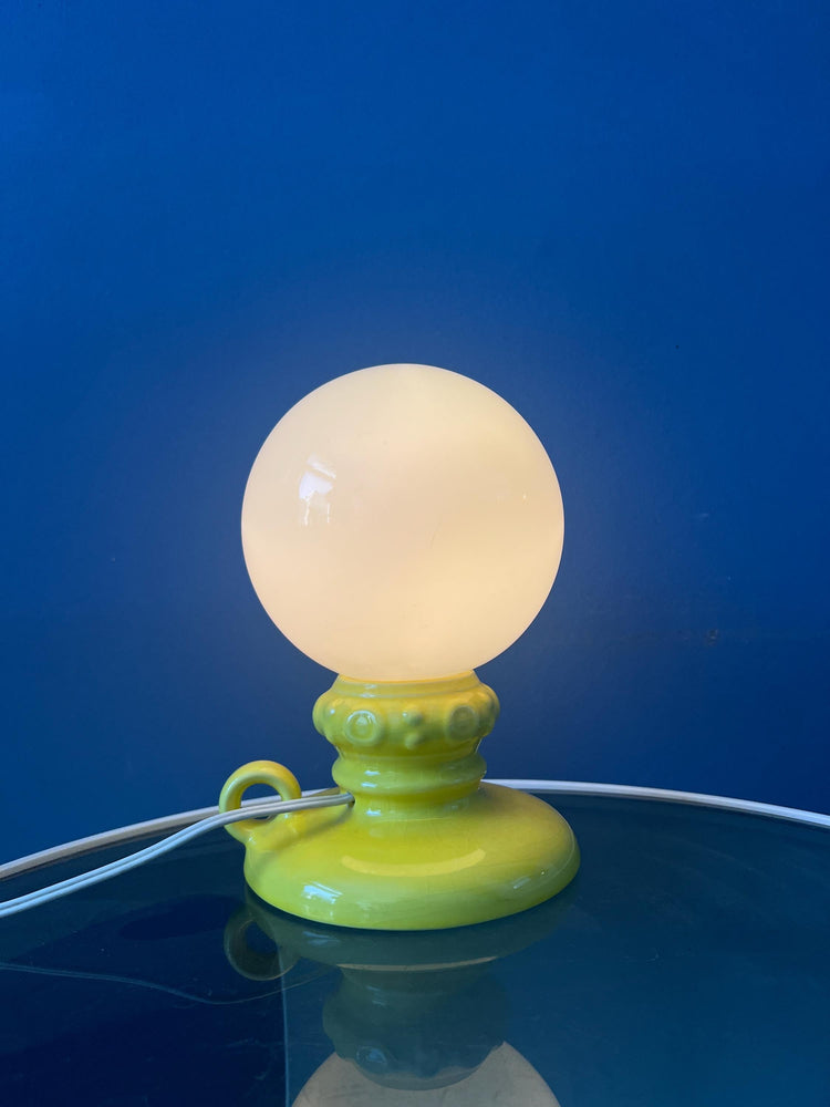 Yellow West Germany Ceramic Table Lamp with Glass Shade