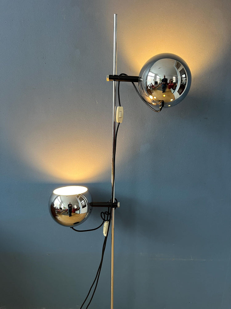 70s Mid Century Chrome Herda Eyeball Floor Lamp