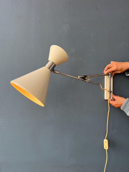 Beige Herda Diabolo Mid Century Swing Arm Wall Lamp