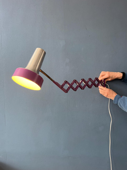 Vintage Space Age Purple Scissor Wall Lamp