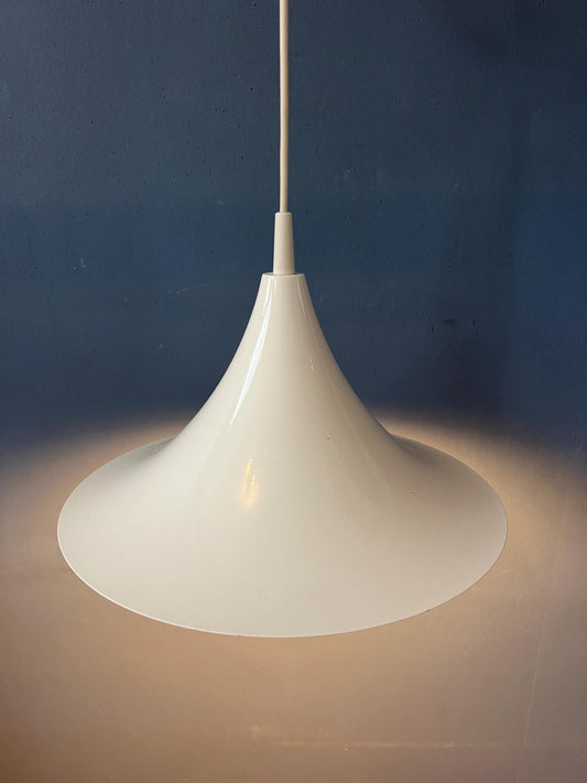 Vintage White Gloss Space Age Witch Hat Pendant Light