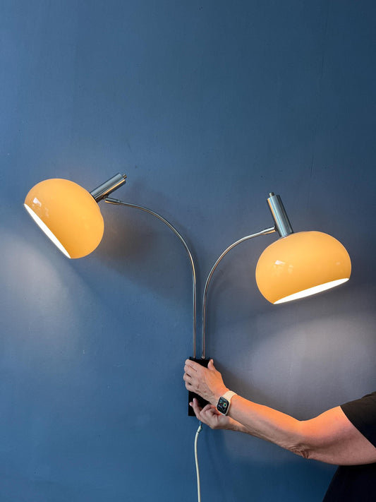 Vintage Dijkstra Space Age Double Arc Mushroom Wall Lamp