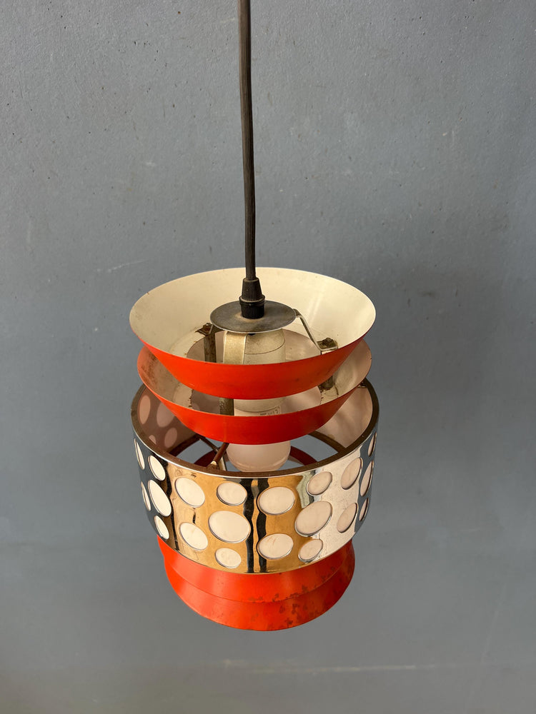 Orange Vintage Massive Belgium Space Age Pendant Lamp