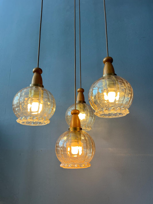 Vintge Hustadt Leuchten Glass Cascade Pendant Lamp