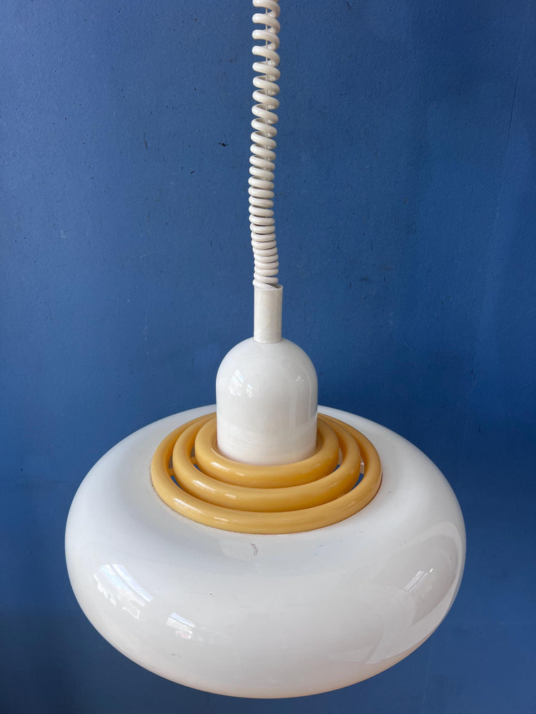 Mid Century Beige UFO Hanging Lamp by Knud Christensen