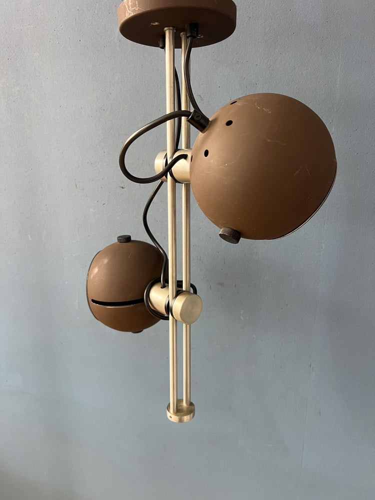 Brown Ceiling Light - Space Age Light Fixture - Vintage Eyeball Lamp
