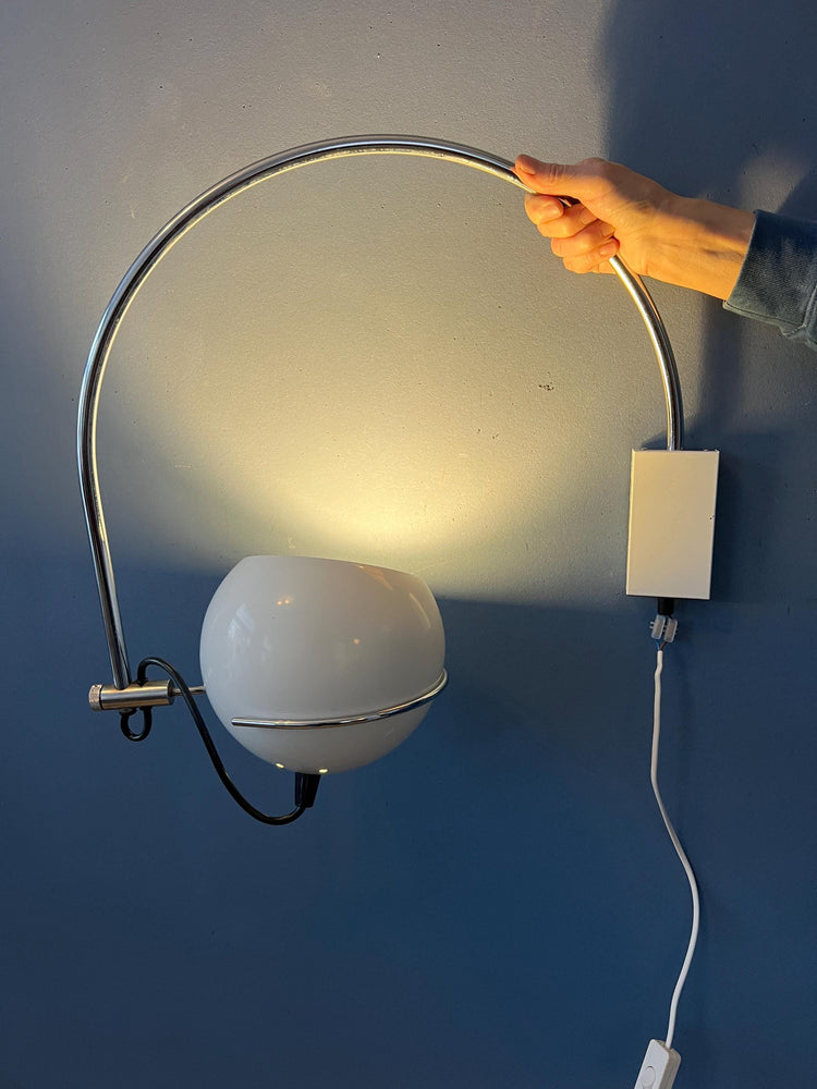White Vintage Space Age Arc Wall Lamp by GEPO