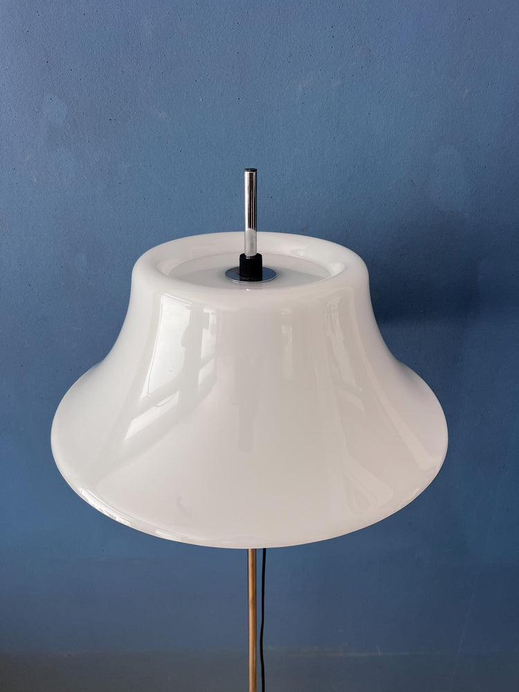 Vintage Space Age Floor Lamp with White Plexiglass UFO Shade