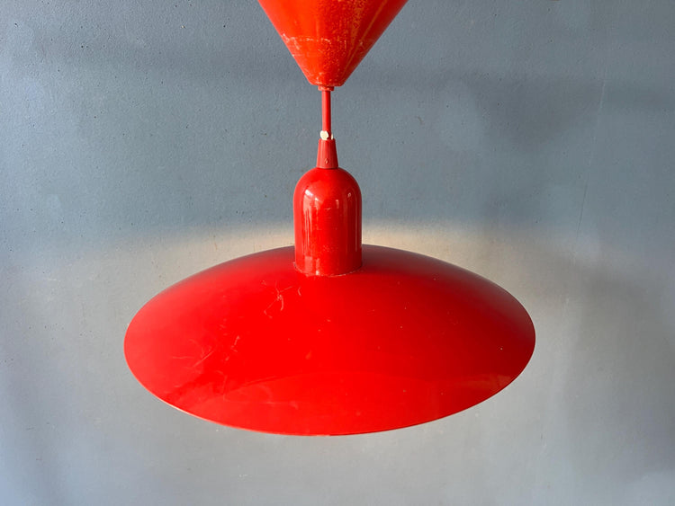 Small Vintage Red Metal Space Age Pendant Lamp