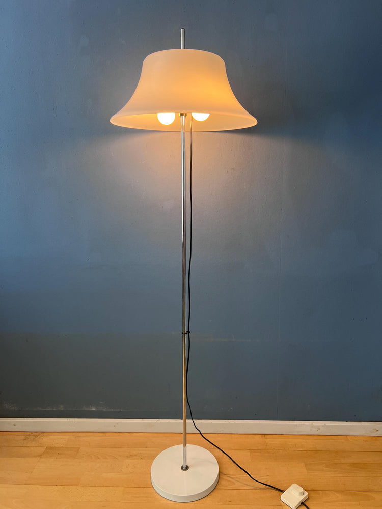 Vintage Space Age Floor Lamp with White Plexiglass UFO Shade