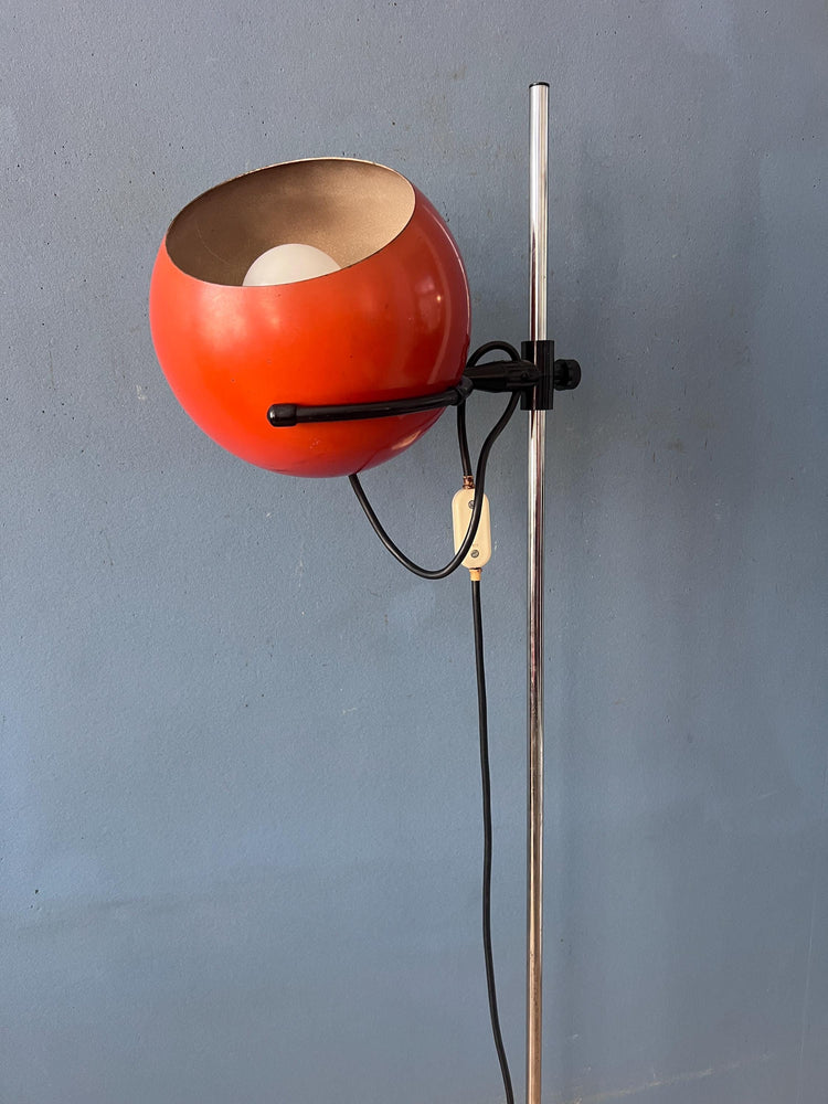 Mid Century Orange Eyeball Floor Lamp