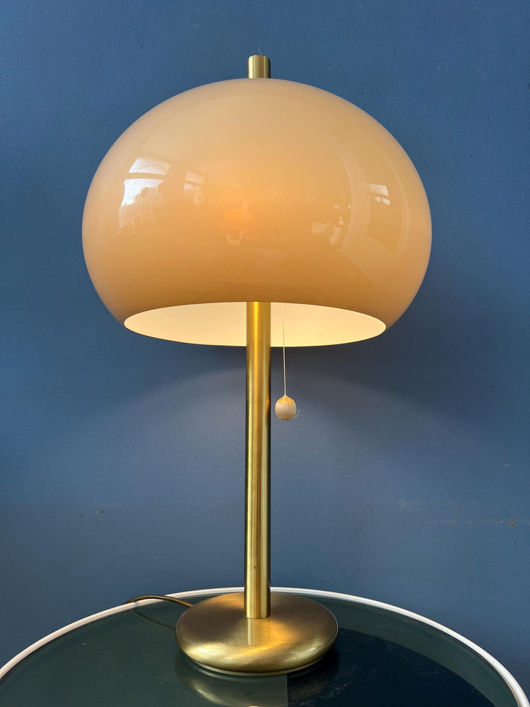 Large Vintage Brass Mushroom Space Age Table Lamp