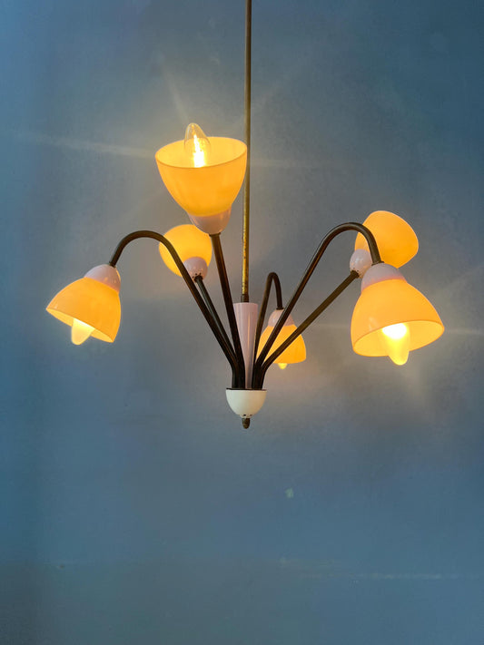 50s Mid Century Vintage Lilac Spider Pendant Lamp