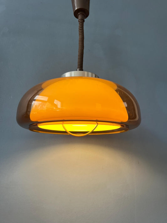 Mid Century Massive UFO Plexiglass Space Age Pendant Lamp with Suspension