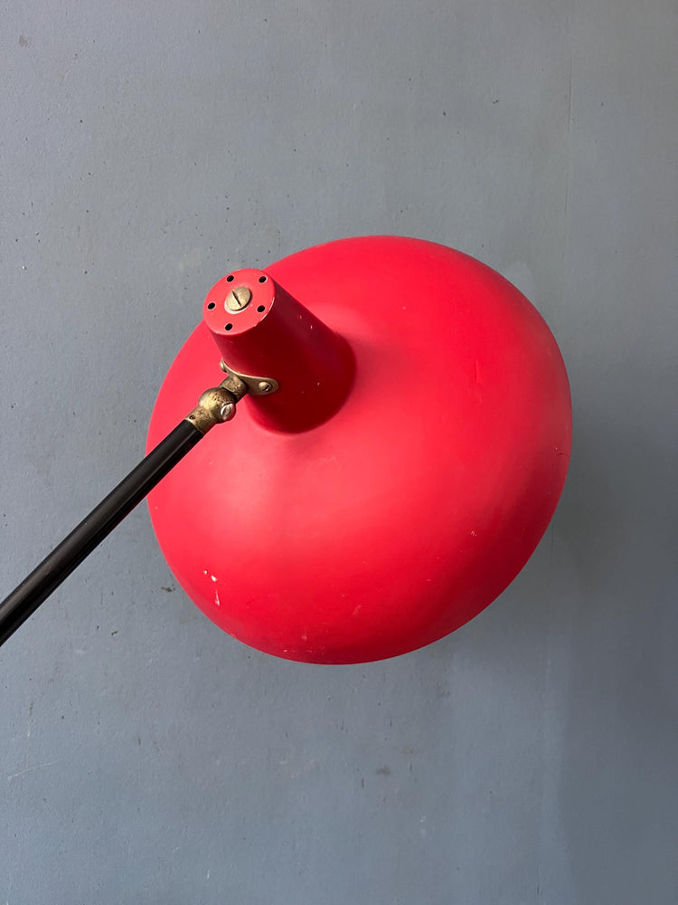 Vintage Red Anvia Floor Lamp by J.J.M. Hoogervorst, Adjustable Metal Lamp