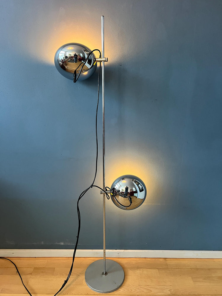 70s Mid Century Chrome Herda Eyeball Floor Lamp