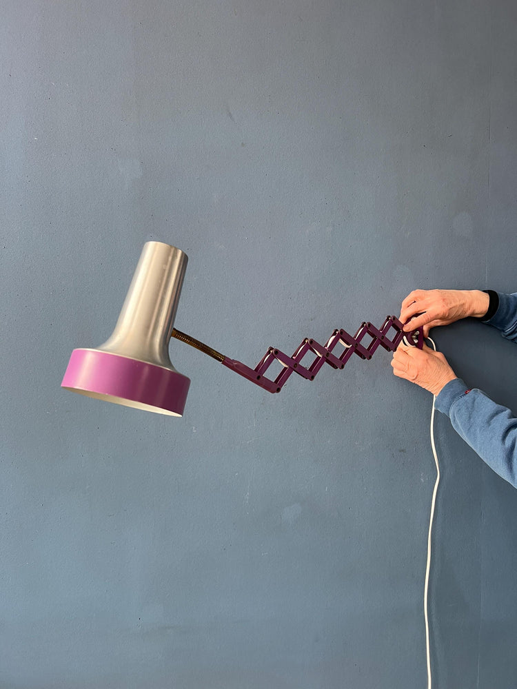 Vintage Space Age Purple Scissor Wall Lamp