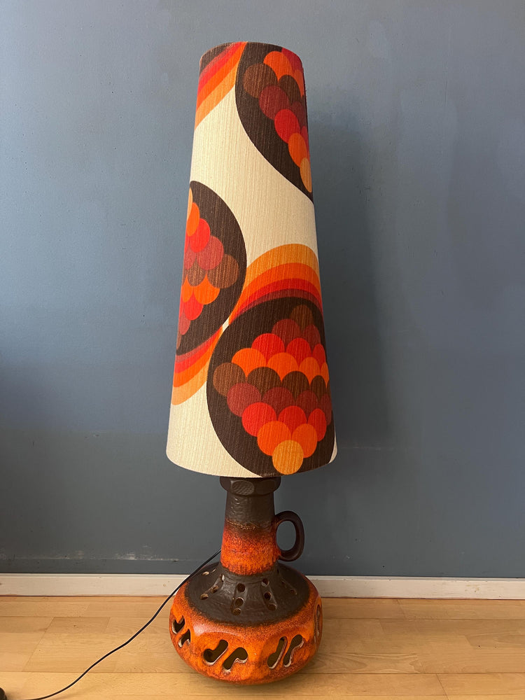 Vintage Orange Ceramic West Germany MCM Floor Lamp