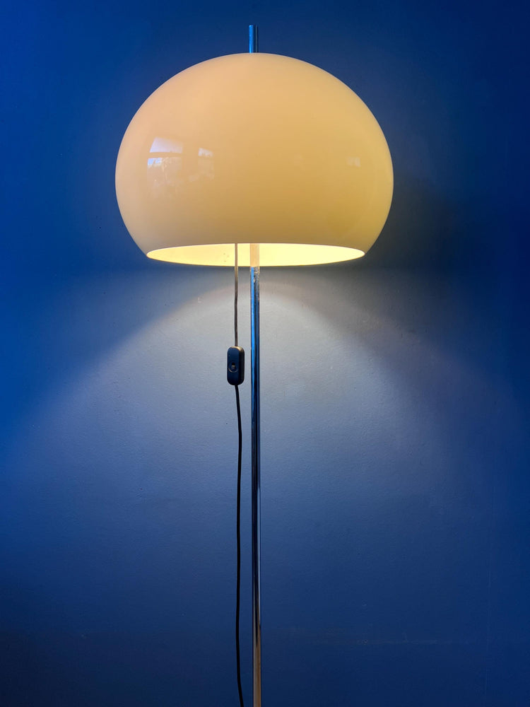 Vintage White Mushroom Floor Lamp | Mid Century Plexiglass Shade