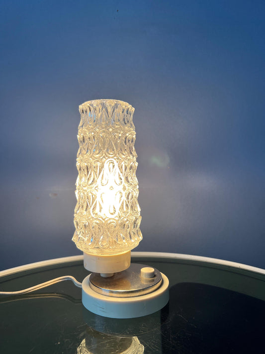 Set (2) of Mid Century Clear Crystal Glass Bedside Table Lamps