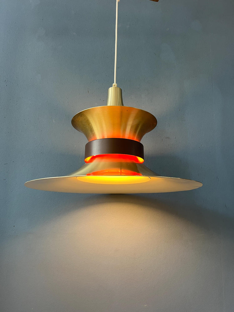 Large Flying Saucer UFO Pendant Lamp with Orange Light