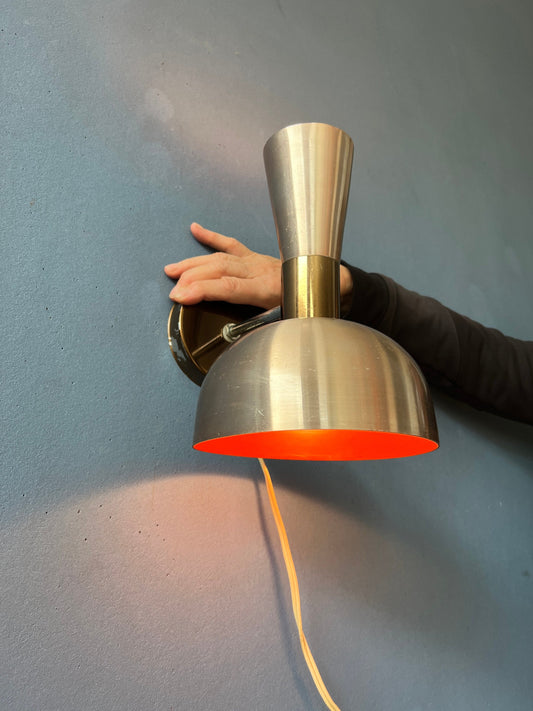 Vintage Red Herda Diabolo Wall Lamp | Copper Space Age Lamp