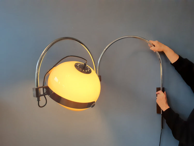 Vintage Dijkstra Double Arc Mushroom Wall Lamp | Space Age Lamp